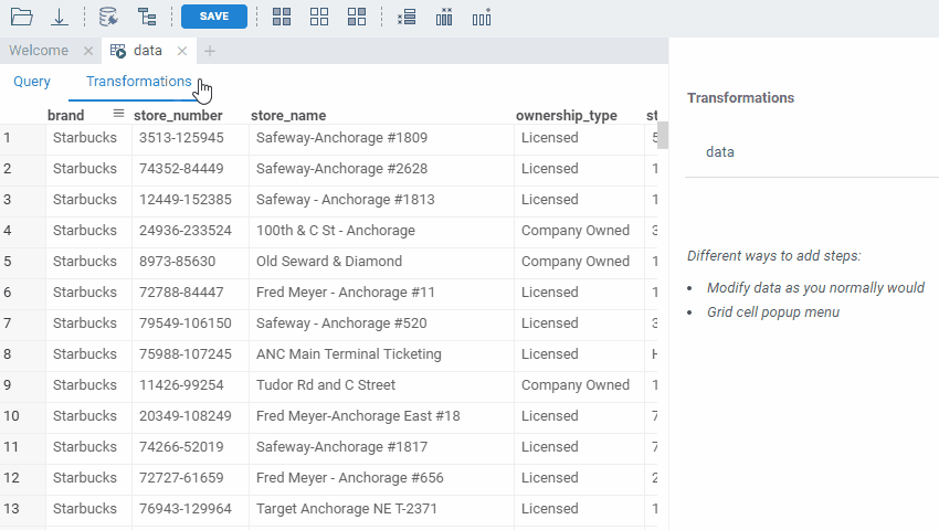 Transform Query Transform query